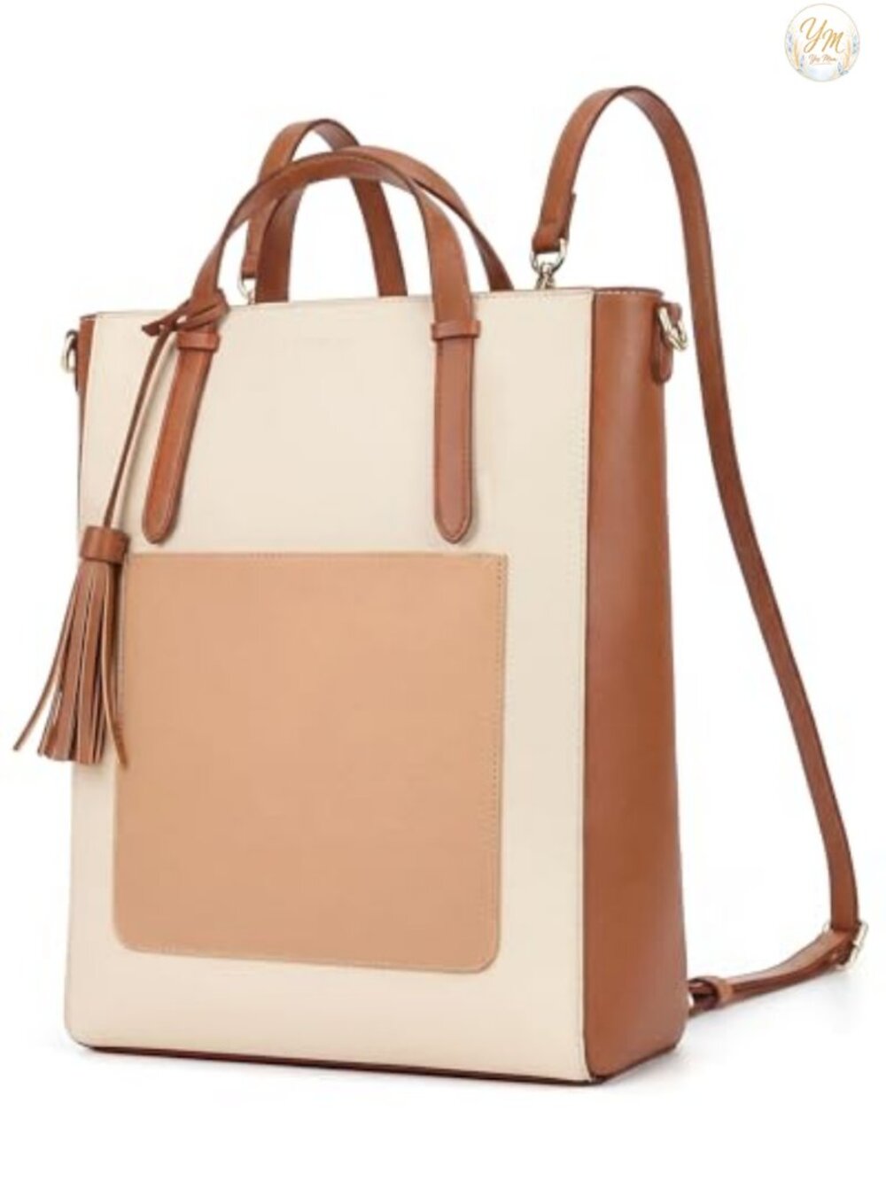 ECOSUSI Convertible Tote Bag Vegan Leather Backpack Handbag